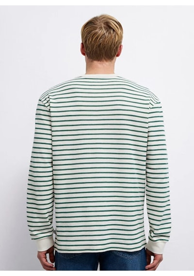Mavi M0613157-71930 Çizgili Uzun Kollu Tişört Erkek T-shirt Yeşil