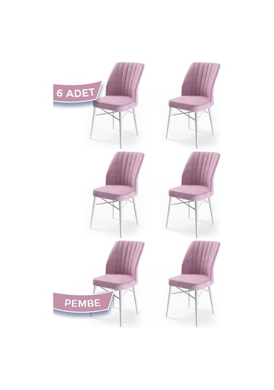 Canisa Concept Flex Serisi Gürgen Ayaklı 1.sınıf Sandalye , 6 Adet , Pembe Sandalye , Ayaklar Beyaz Sandalyeler Pembe Ayaklar Beyaz