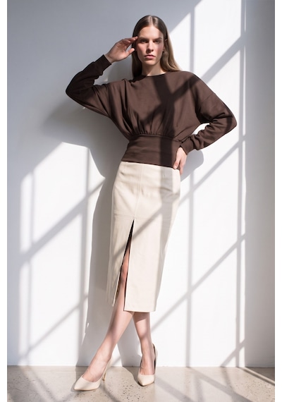 Barrels And Oıl Kadın Bel Detaylı Uzun Kol Sweatshirt - Acı Kahve Acı Kahve