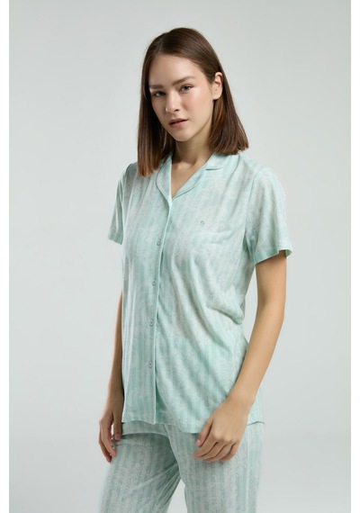 Pierre Cardin Kadın Yeşil Gömlek Pijama Yeşil