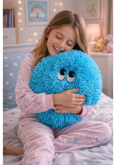Merty Avm Peluş Yastık 35cm Yumuşak Dekoratif Yastık Çocuk Genç Odası Süs Yastığı Açık Mavi