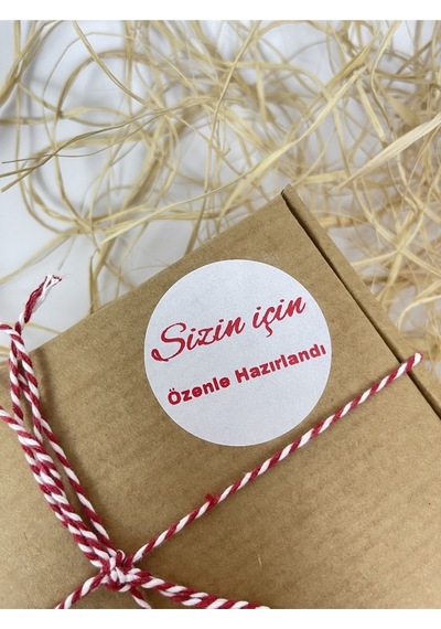 Sizin Için Özenle Hazırlandı 50 Mm Beyaz Yuvarlak Sticker Etiket 100 Adet