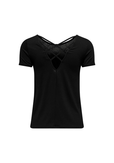 Only Onlbera Back Lace Up S/s Top Kadın T-shirt 15368588 Siyah