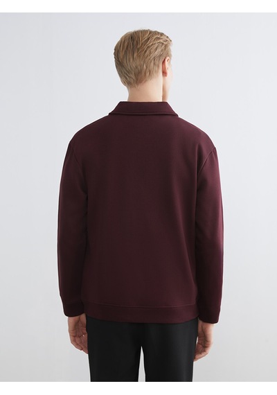 Lcw Vision Bordo Polo Yaka Erkek Kalın Sweatshirt