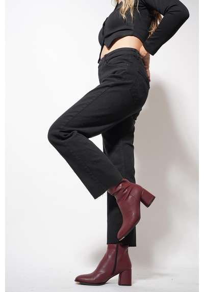 Ckm Moda Burna Boyfit Kesit Paça Detaylı Pantolon Füme