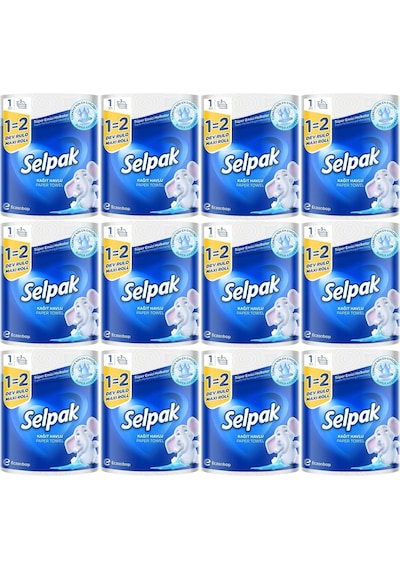 Selpak Kağıt Havlu (3 Katlı) Dev Rulo (12 Li Set)