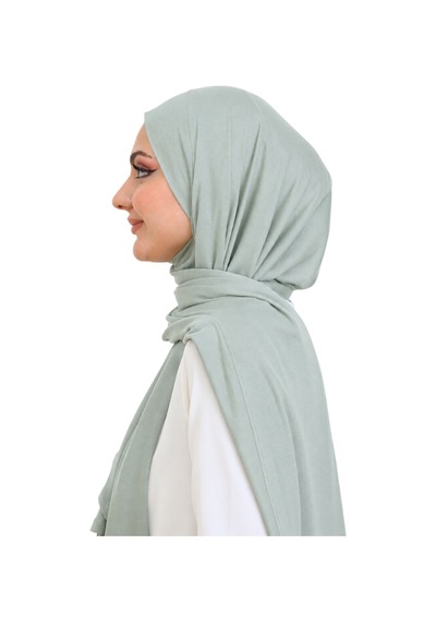 Modish Group Penye Boyun Kapamalı Şal Başörtü Hazır Giyim Turban Esnek Jersey Şal Açık Yeşil