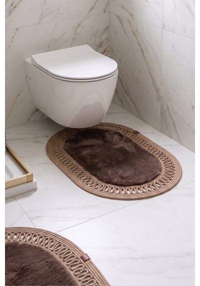 Banyo Paspası Takımı 60x100+40x60 Cm İç Trikot Mouss Kahve & Camel