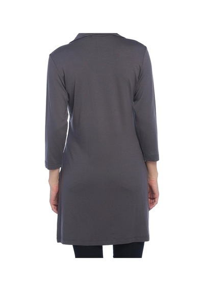 Bulalgiy Kadın Gri Uzun Ceket-Hırka - Bga029712