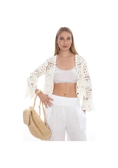 Eren Style İtalyan Fisto Detaylı Keten Pantolon-9186 Beyaz