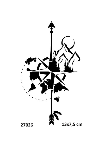 Airbrush Tattoo Pusula Seyyah Yapışkanlı Stencil Süsleme Ve Boyama Kalıbı Stencil Kalıp
