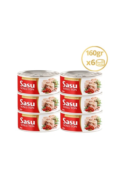 Sasu Kuru Domatesli & Soslu Ton Balığı Bütün Dilim 6 x 160 G