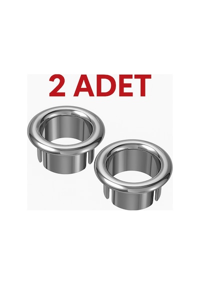 Parlak Krom Görünümlü Lavabo Taşma Yüzüğü - Dayanıklı Metal Evye Taşma Halkası 2 Adet Diğer