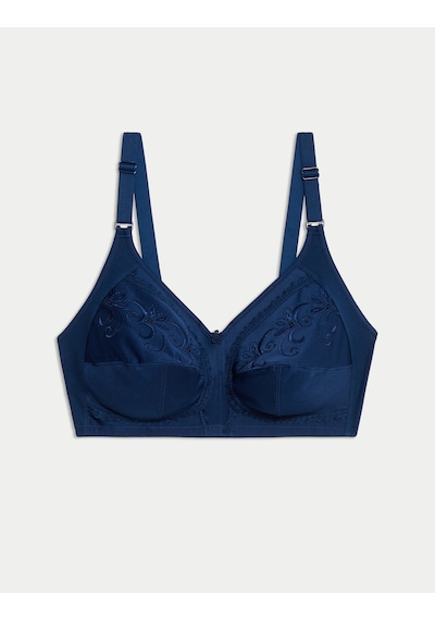 Marks & Spencer İşleme Detaylı Pamuklu Toparlayıcı Sütyen T33008020A Mavi