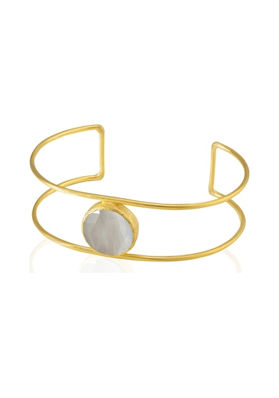 Kadir Jewellery 22 Ayar Altın Kaplama Zirkon Taşlı Ayarlanabilir Vintage Bilezik Gri