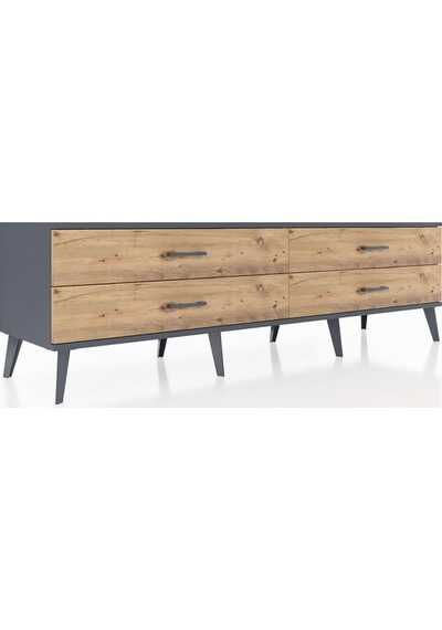 Hyperion Tv Ünitesi 4 Çekmeceli 176x44x51 Antrasit-antrasit/çam Antrasıt/atlas Çam Hyperion Tv Ünitesi 4 Çekmeceli 176x44x51 Antrasit-antrasit/çam Antrasıt/atlas Çam