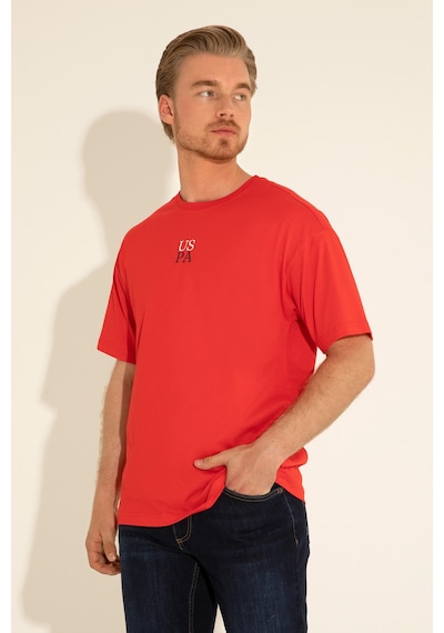 U.S. Polo Assn. Erkek Comfort Fit Bisiklet Yaka Kırmızı Tişört 50289221-VR030