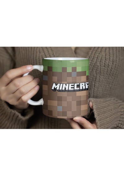 Minecraft Creeper Duvar Desenli Kupa Bardak - Üç Boyutlu Görünümlü Kabartmasız Tasarım Beyaz