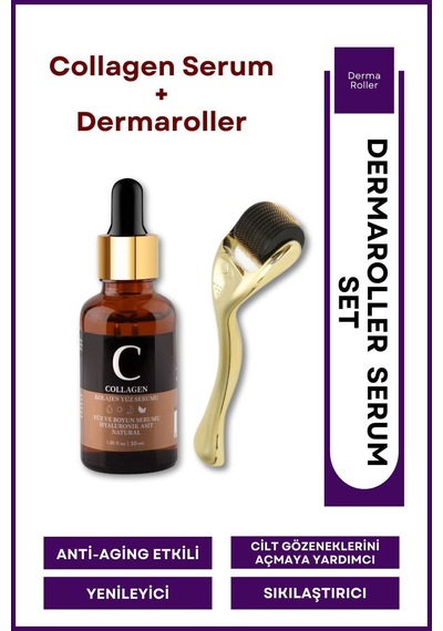 Dermaroller Goldenroller & Collagen Serum Yaşlanma Karşıtı Set