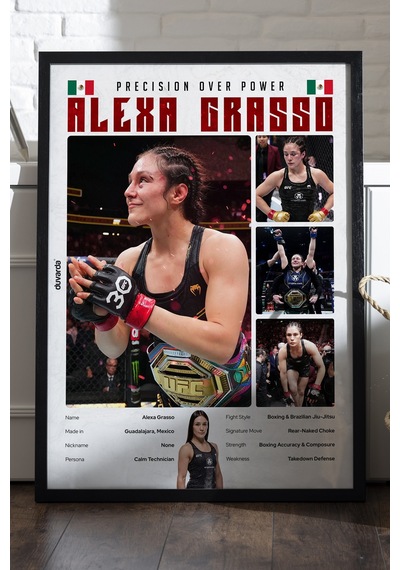 Alexa Grasso Ufc Siyah Ahşap Çerçeveli Poster, Dekoratif Dövüş Duvar Tablosu