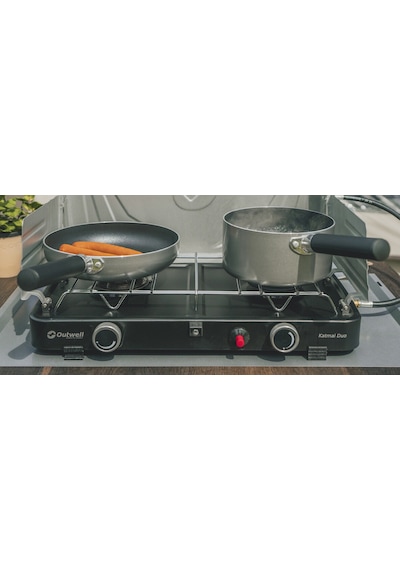 Outwell Katmai Duo Stove Çift Brülörlü Kompakt Portatif Ocak Gri
