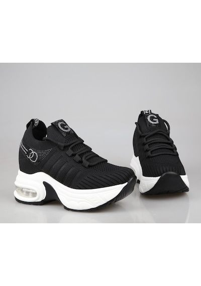 Guja 25y300-14 Dolgu Topuk Siyah Kadın Sneakers Siyah