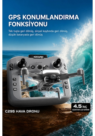 Xzcyrc C29s Gps Kameralı Katlanabilir Drone Engel Engelleyici Hd Kamera Ekranlı Kumanda