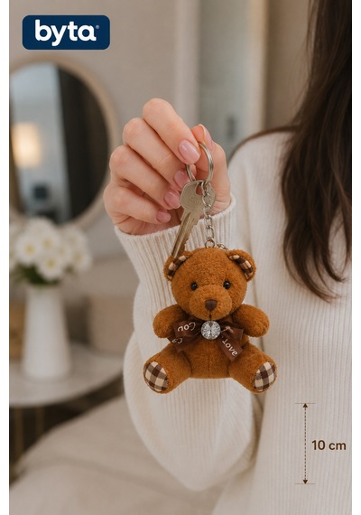 Peluş Ayıcık Anahtarlık 10 Cm Sevimli Çanta Süsü Ve Anahtar Aksesuarı - Hediyelik Kahverengi