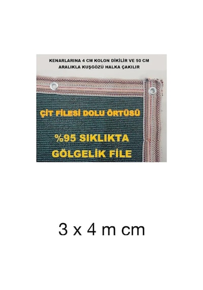 Gölgelik File Kamp Gölgeliği - 95lik - 4 Metre En Yeşil - Şeritli Halkalı - Bahçe Filesi Araba Gölgelik