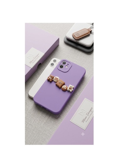 İphone 11 Uyumlu Sevimli Ayıcık Ve Bisküvi Figürlü Bksft55-23b97d