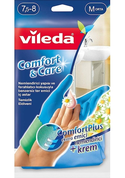 Vileda Comfort & Care Temizlik Eldiveni Mavi M