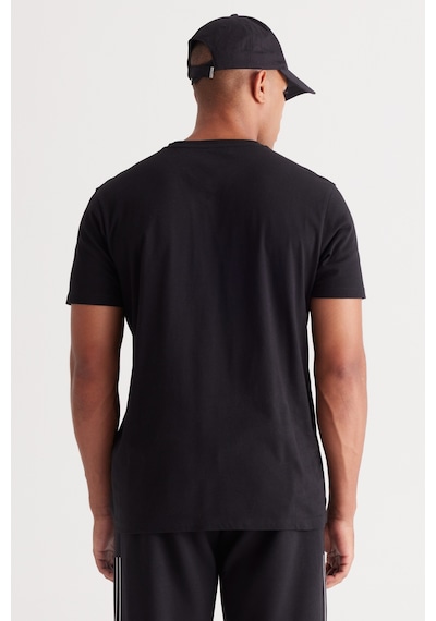 AC&Co / Altınyıldız Classics Erkek Sıyah-sıyah 2'li Paket Slim Fit Dar Kesim Pamuklu Basic Tişört Siyah