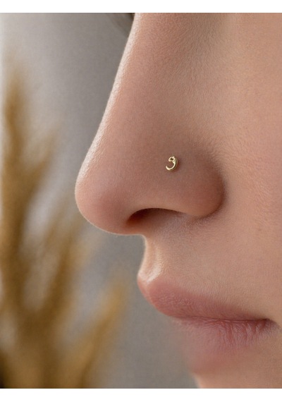 14 Ayar Altın Vav Model Hızma Burun Piercing