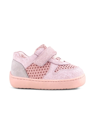 Rakerplus Bob Hakiki Deri Pudra Gri Barefoot Cırtlı Lastikli Bebek Sneaker Ayakkabı Pudra
