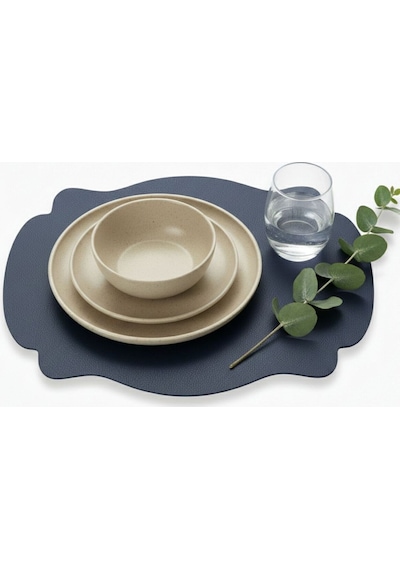 2 Adet Çift Yüz Kenar Dikişli Vizon Deri Amerikan Servis As00120-33x44 Cm Supla Lacivert