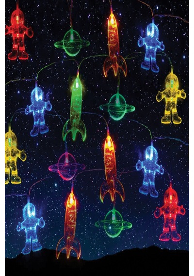 Dekoratif Çocuk Bebek Odası Led Şerit Astronot Uzay Gemisi Gezegen Temalı Pilli 10 Led'li 2 M RGB