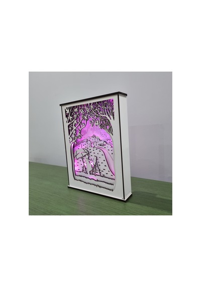Özel Tasarım 8 Katmanlı Ahşap Dekoratif Ressam Gece Lambası Pembe - 738559961 Pembe