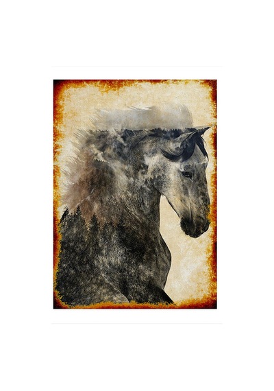Bedeko At Manipülasyon Tasarım Ahşap Tablo 35 Cm X 50 Cm