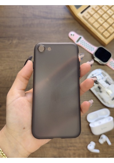 Apple iPhone 7 Uyumlu Süper İnce Mat Ultra Thin Silikon Kılıf Buzlu Siyah