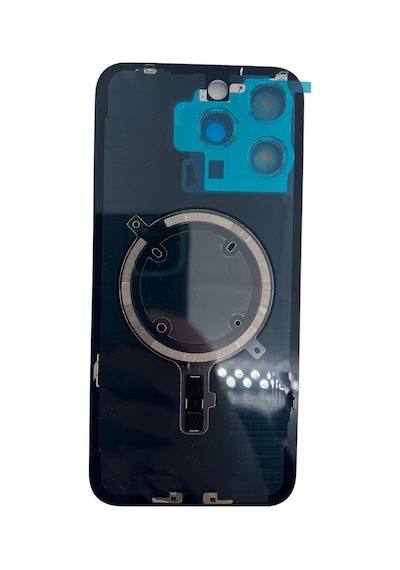 Teknonet Apple Uyumlu iPhone 15 Pro Max Kamera Camlı Batarya Kapağı + Magsafe Flex - Mavi Mavi