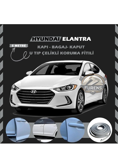 Hyundai Elantra Oto Araç Kapı Koruma Fitili 5 Metre Parlak Gri Renk