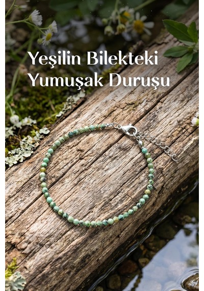 Afrika Turkuaz Taşı Faset Kesim Bileklik 3 Mm Paslanmaz Çelik - Boyasız Turkuaz Yeşil - Siyah