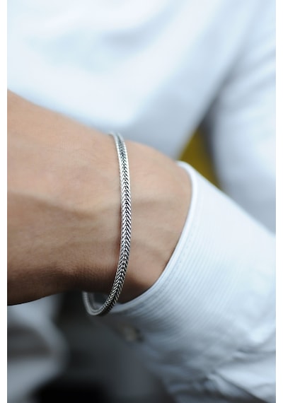 Encili Silver 925 Ayar Gümüş Örgü Model Bileklik