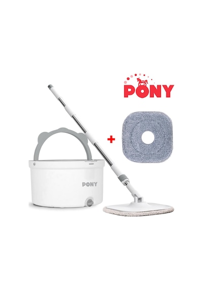 Pony Beyaz Yedekli Temiz & Kirli Suyu Ayırma Özelliği Otomatik Temizlik Seti Mop Paspas