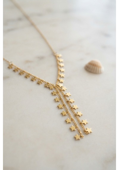 Gold Pirinç Yıldız Model Kadın Kolye Tj-bko11249 Altın - Çok Renkli