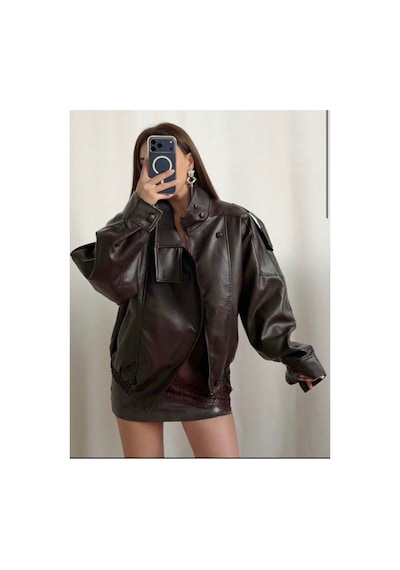 August Viral Oversize Kadın Deri Ceket Yüksek Yaka Siyah Urban Style Kadın Deri Ceket Acı Kahve Acı Kahve August Viral Oversize Kadın Deri Ceket Yüksek Yaka Siyah Urban Style Kadın Deri Ceket Acı Kahve Acı Kahve