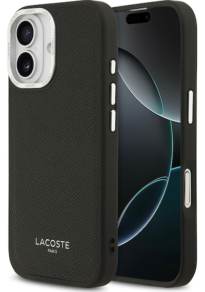 Apple Uyumlu iPhone 17 Kılıf Lacoste Lisanslı M-safeli Champs Elysees Pu Deri Tasarımlı Kapak Siyah Siyah