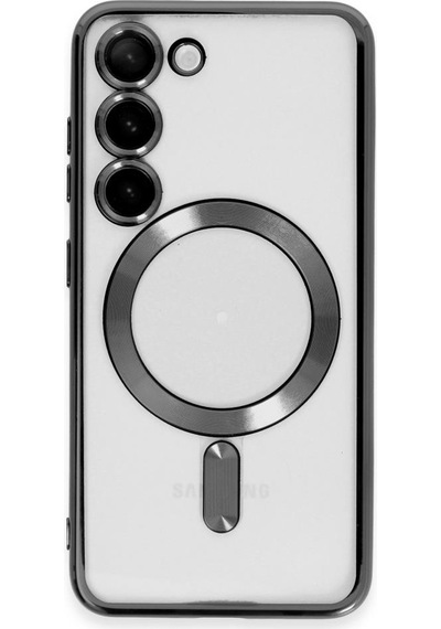 Samsung Galaxy S25 İçin Magsafe İle Uyumlu Kılıf Kamera Lensli Korumalı Şeffaf Silikon Kapak Siyah
