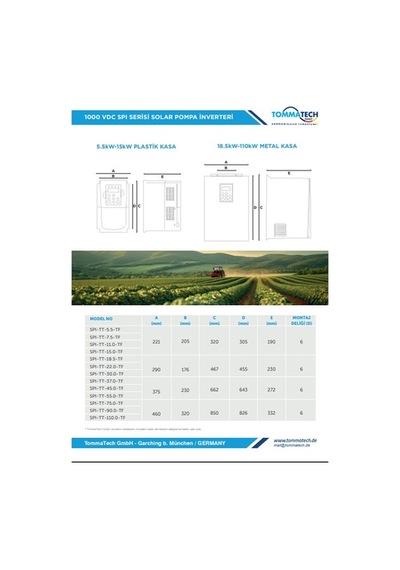 11 Kw 1000vdc 3 Faz/380vac Sulama Pompası Inverteri