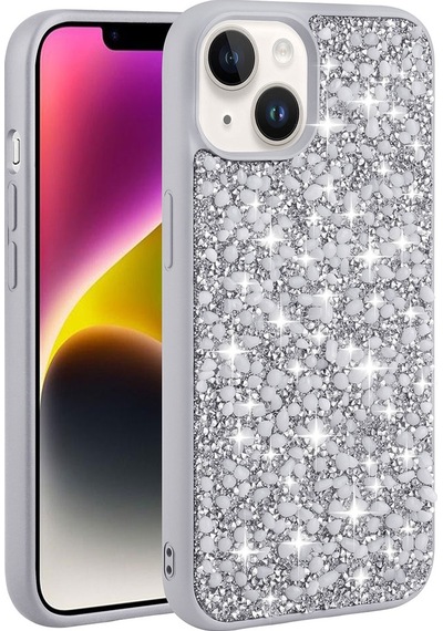 Apple Uyumlu iPhone 14 Plus Kılıf Parlak Taşlı Tasarım Zore Linea Kapak-derin Mor